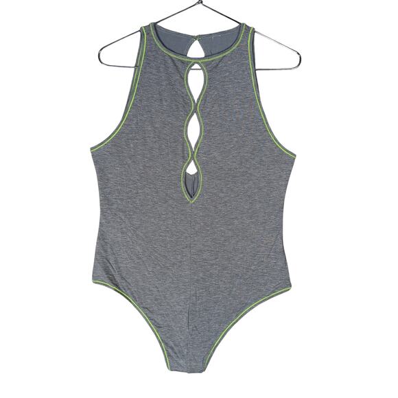 Parade Cutout Comfort Bodysuit Size Large Contrast Stitching On Gray Pull On - Picture 3 of 9